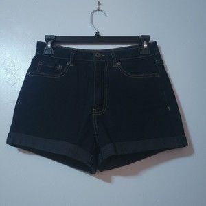 Forever 21 Women's Size 26 Denim High Rise Shorts Dark Wash Rolled Cuff Summer